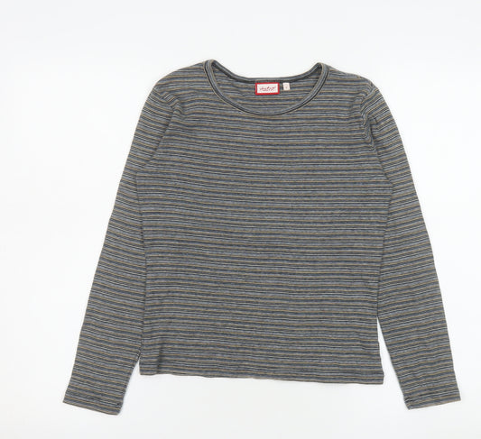Jackpot Womens Multicoloured Striped Long Sleeve Cotton T-Shirt XS
