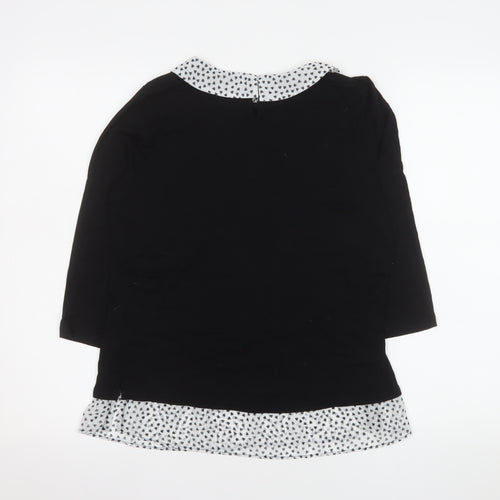 M&Co Women’s Black Polka Dot Collar Tunic Blouse Petite Size 12