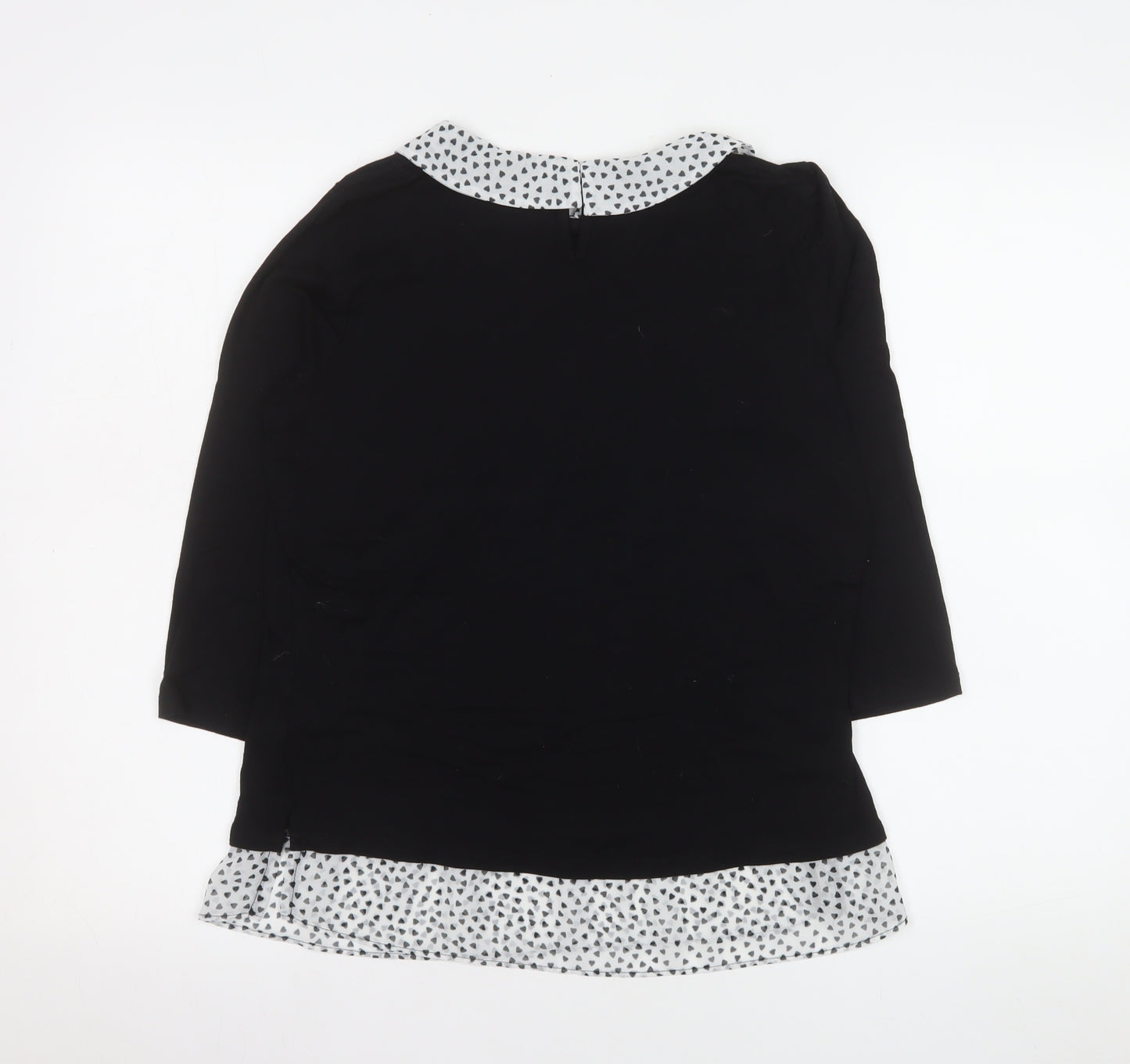 M&Co Women’s Black Polka Dot Collar Tunic Blouse Petite Size 12