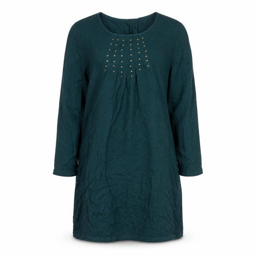 Together Women Green Size 14 Shift Dress Studded Long Sleeve