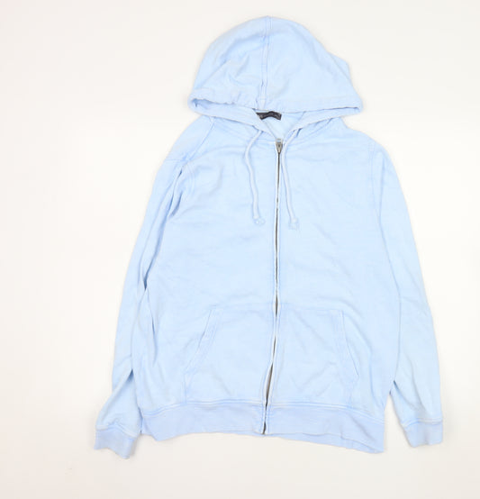 Marks and Spencer Women Blue Size 14 Hooded Cotton Zip Jacket