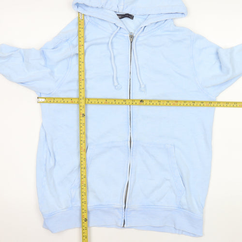 Marks and Spencer Women Blue Size 14 Hooded Cotton Zip Jacket