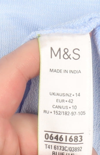 Marks and Spencer Women Blue Size 14 Hooded Cotton Zip Jacket
