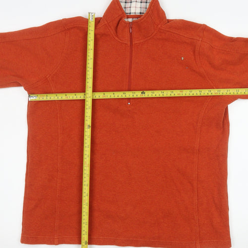 Orvis Men's Orange Cotton 1/4 Zip Pullover Sweatshirt L
