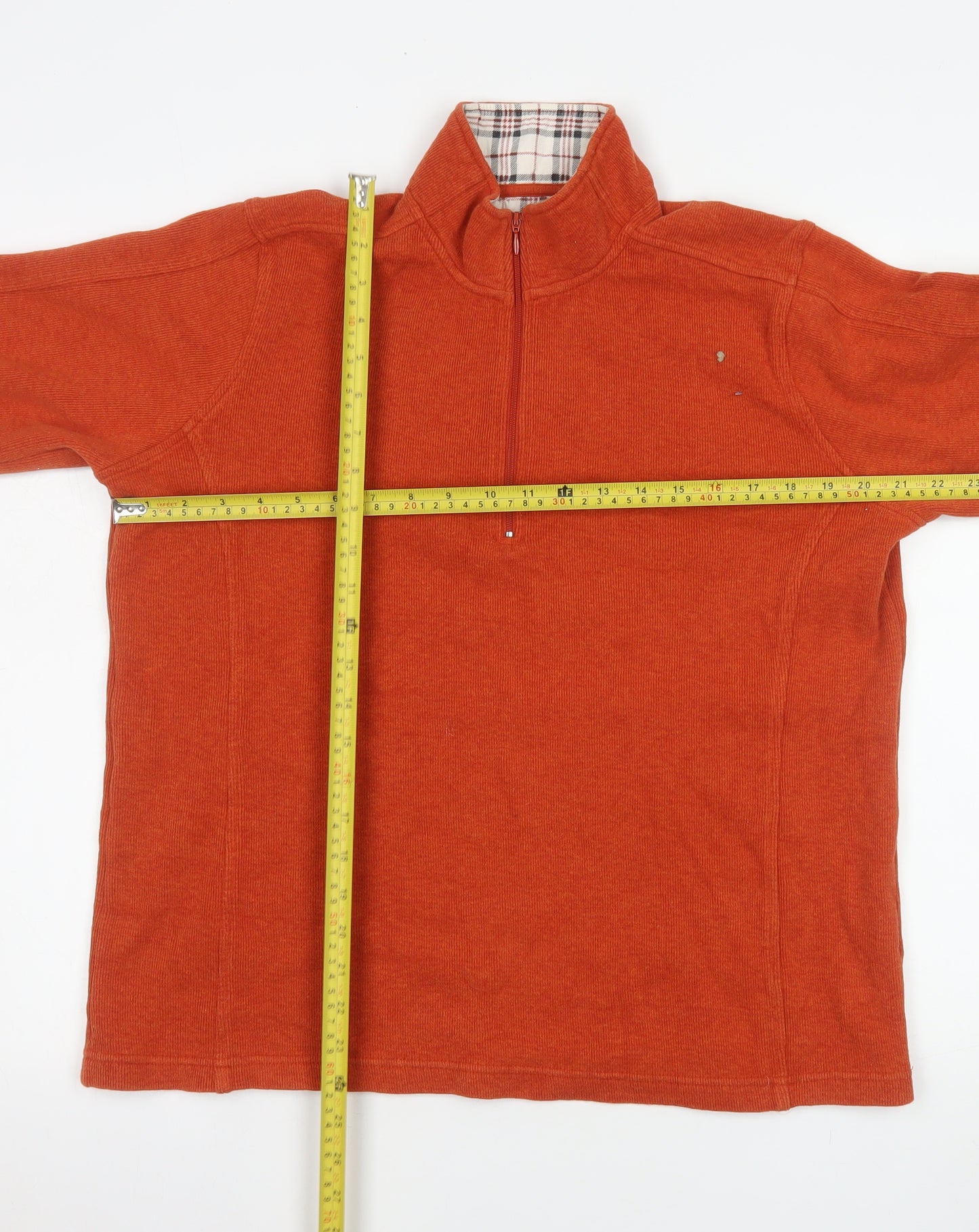 Orvis Men's Orange Cotton 1/4 Zip Pullover Sweatshirt L