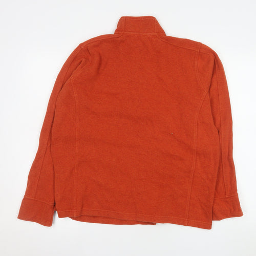 Orvis Men's Orange Cotton 1/4 Zip Pullover Sweatshirt L