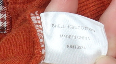 Orvis Men's Orange Cotton 1/4 Zip Pullover Sweatshirt L