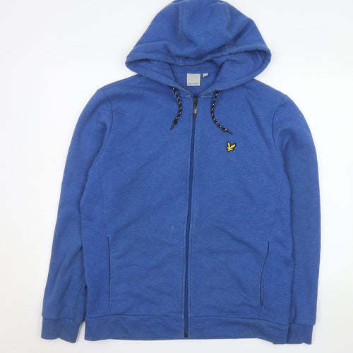 Lyle & Scott Men Blue Full Zip Hooded Basic Jacket Size L
