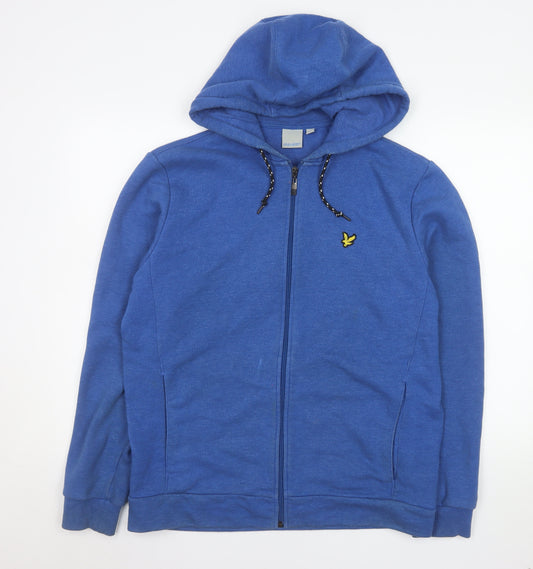 Lyle & Scott Men Blue Full Zip Hooded Basic Jacket Size L