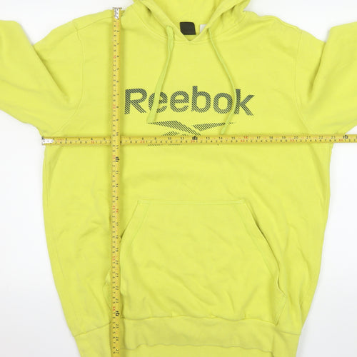 Reebok Men's Yellow Pullover Hoodie L Logo Graphic Cotton Blend