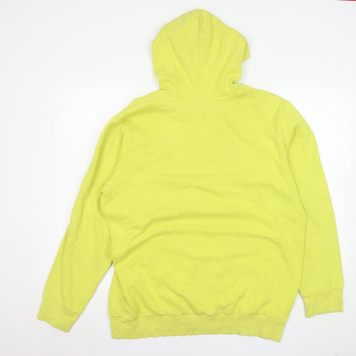 Reebok Men's Yellow Pullover Hoodie L Logo Graphic Cotton Blend