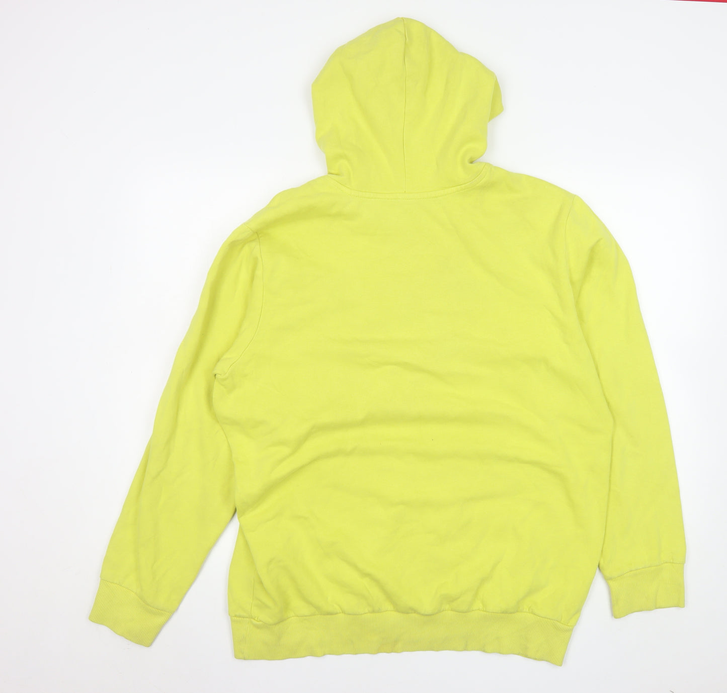 Reebok Men's Yellow Pullover Hoodie L Logo Graphic Cotton Blend