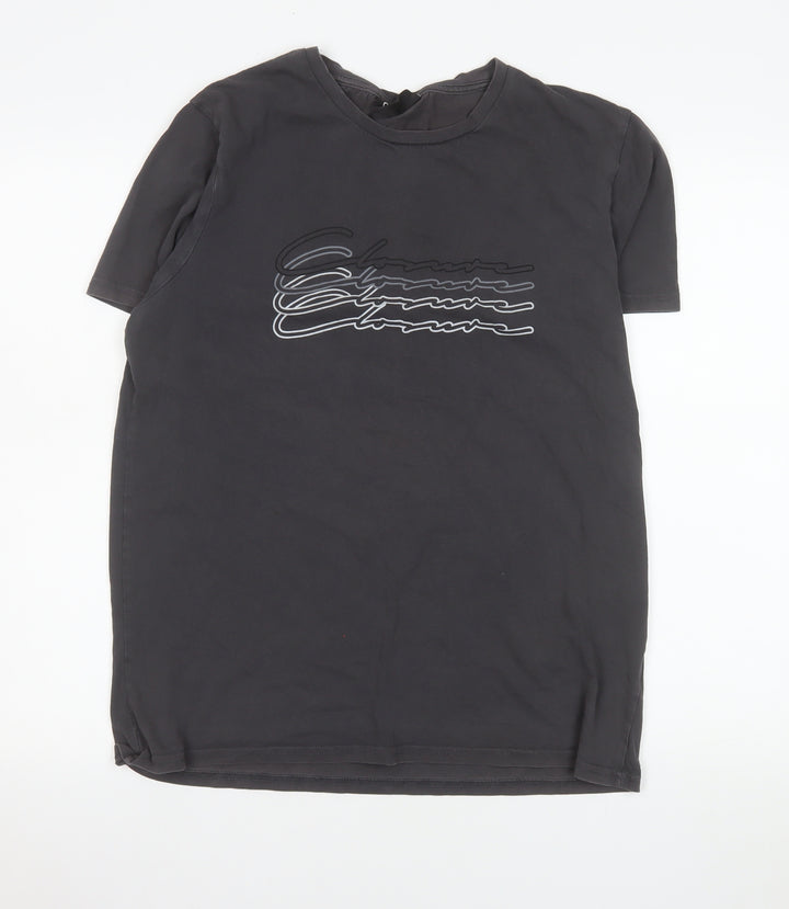 Closure London Men's Black Graphic Short Sleeve Cotton T-Shirt L