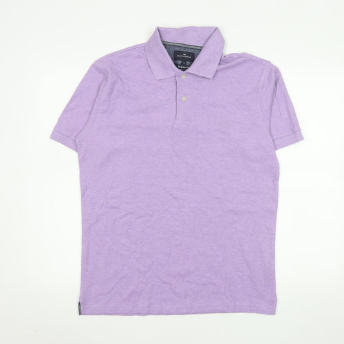 Marks and Spencer Men's Lilac Cotton Short Sleeve Polo Shirt Small