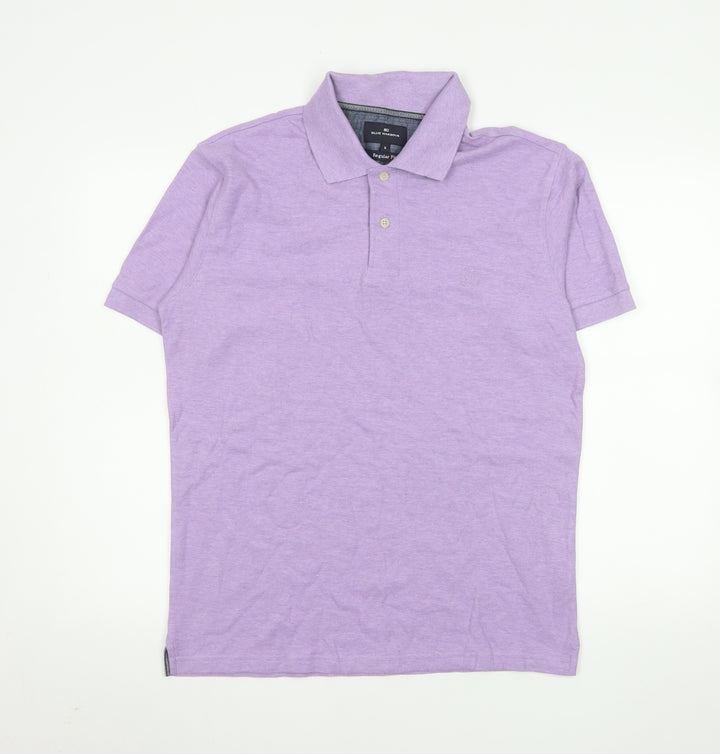 Marks and Spencer Men's Lilac Cotton Short Sleeve Polo Shirt Small