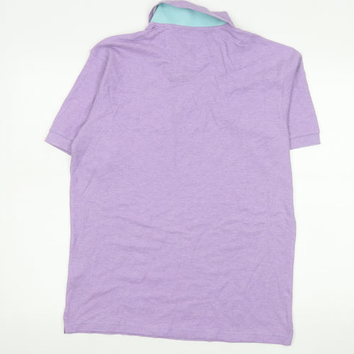 Marks and Spencer Men's Lilac Cotton Short Sleeve Polo Shirt Small