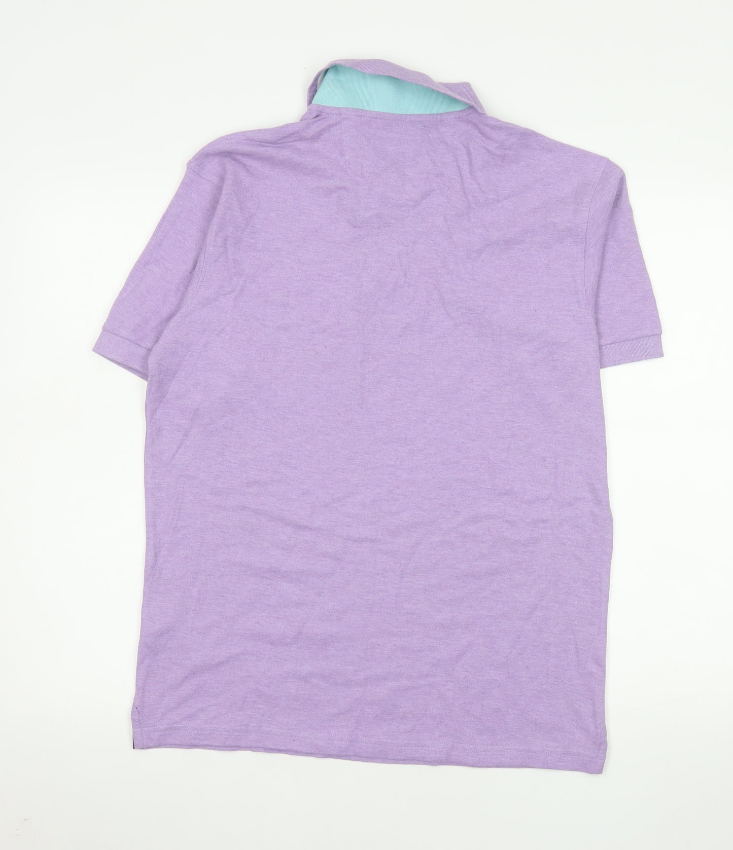 Marks and Spencer Men's Lilac Cotton Short Sleeve Polo Shirt Small