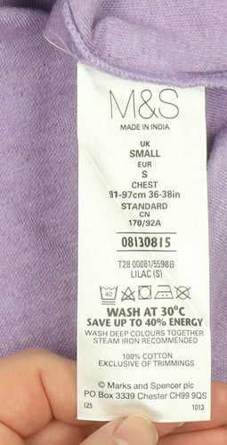 Marks and Spencer Men's Lilac Cotton Short Sleeve Polo Shirt Small