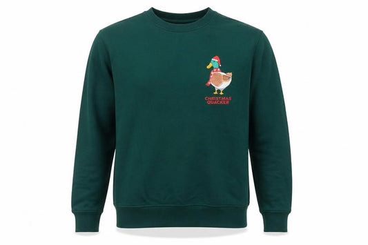Front view of Marks & Spencer Men's Green Christmas Quacker Sweatshirt, size S