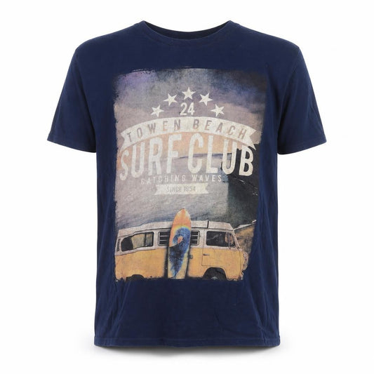 Front view of Peter Storm Men's Navy Surf Club Graphic Cotton T-Shirt Medium