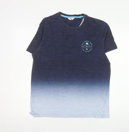 Next Men Blue Ombré Crew Neck Short Sleeve Cotton T-Shirt M