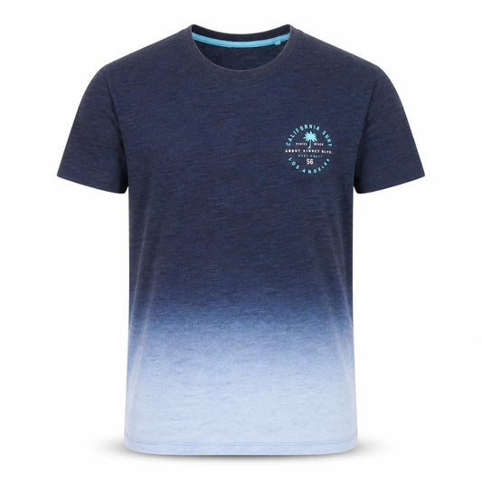 Front view of Next Men Blue Ombré Crew Neck Short Sleeve Cotton T-Shirt M