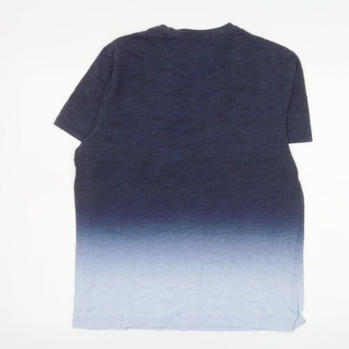 Next Men Blue Ombré Crew Neck Short Sleeve Cotton T-Shirt M