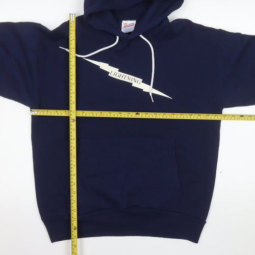 Hanes Men's Blue Pullover Hoodie Large Lightning Graphic Fleece