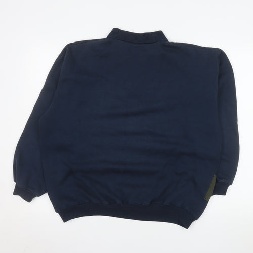 C&A Mens Blue Striped Collared Henley Sweatshirt Size S