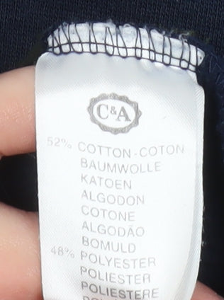 C&A Mens Blue Striped Collared Henley Sweatshirt Size S