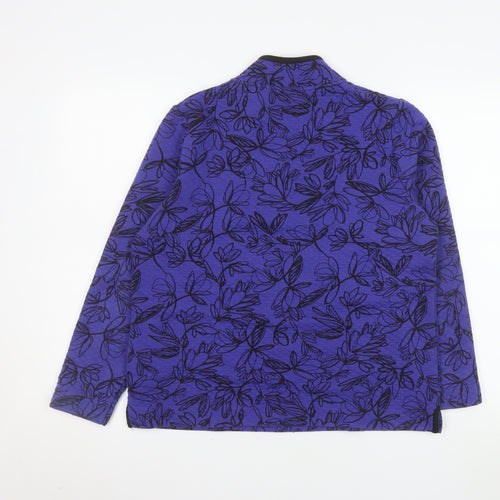 TIGI Womens Purple Floral 1/4 Zip Pullover Sweatshirt Size 14/16