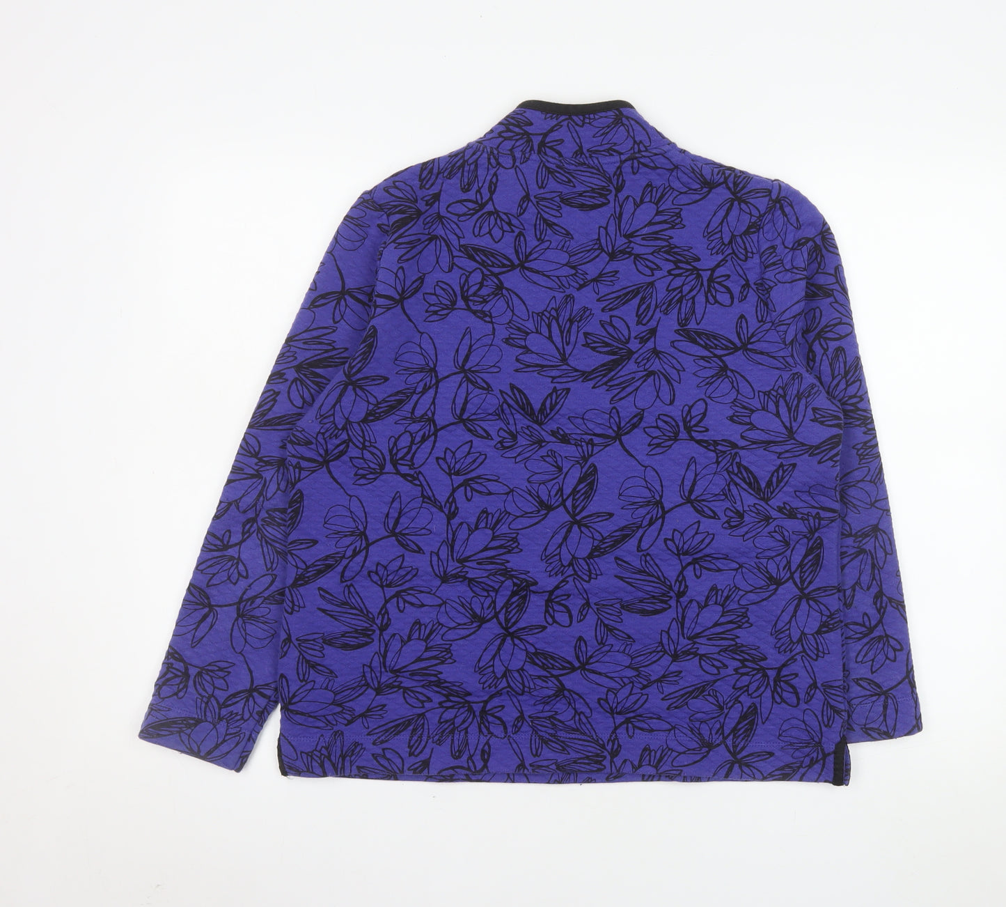 TIGI Womens Purple Floral 1/4 Zip Pullover Sweatshirt Size 14/16