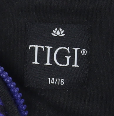 TIGI Womens Purple Floral 1/4 Zip Pullover Sweatshirt Size 14/16