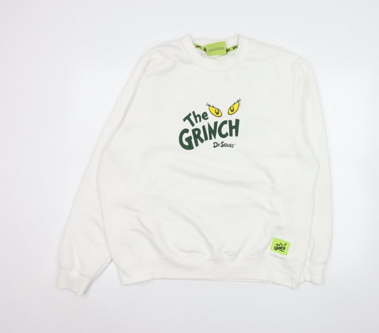 Primark x Dr. Seuss Women's White The Grinch Pullover Sweatshirt L