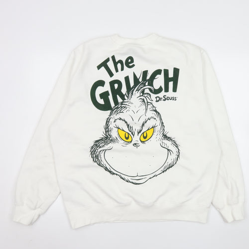 Primark x Dr. Seuss Women's White The Grinch Pullover Sweatshirt L