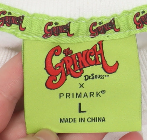 Primark x Dr. Seuss Women's White The Grinch Pullover Sweatshirt L