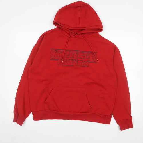 Stranger Things Red Hoodie Women M Pullover Netflix Graphic Sweatshirt