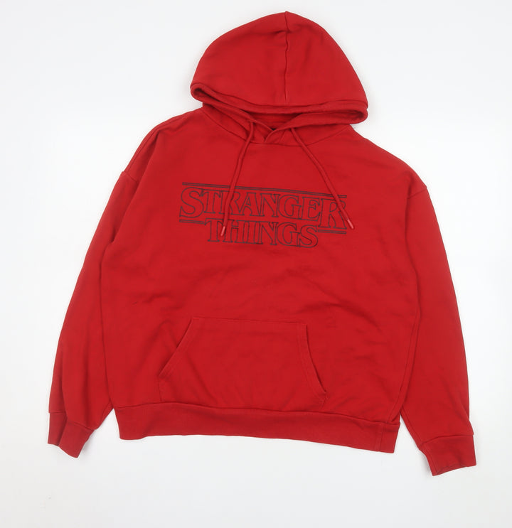 Stranger Things Red Hoodie Women M Pullover Netflix Graphic Sweatshirt
