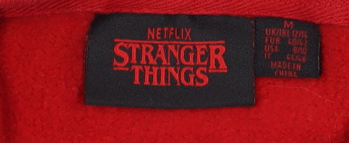Stranger Things Red Hoodie Women M Pullover Netflix Graphic Sweatshirt
