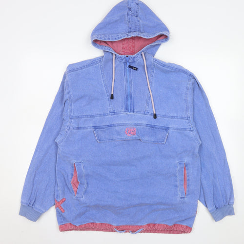 Deal Line Women's Blue 1/2 Zip Pullover Hoodie Size S Cotton