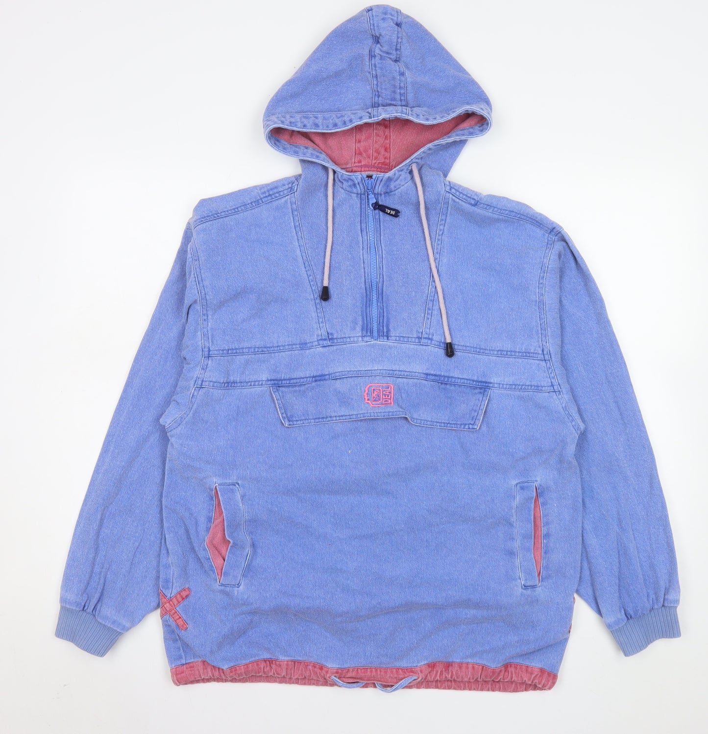 Deal Line Women's Blue 1/2 Zip Pullover Hoodie Size S Cotton