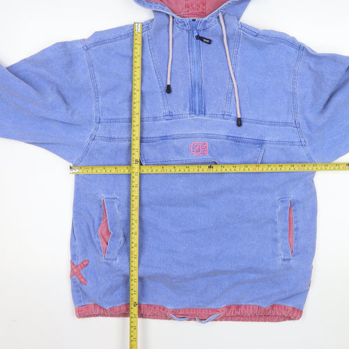 Deal Line Women's Blue 1/2 Zip Pullover Hoodie Size S Cotton