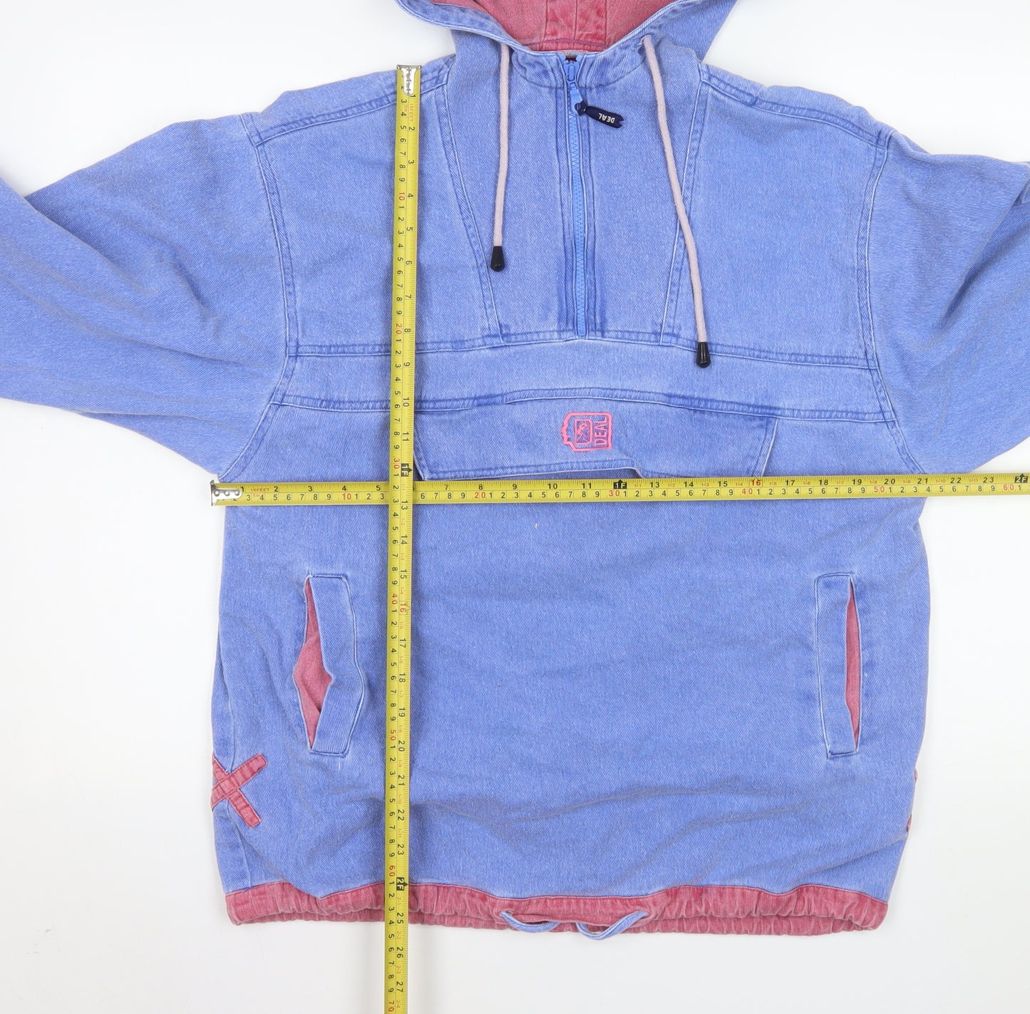 Deal Line Women's Blue 1/2 Zip Pullover Hoodie Size S Cotton