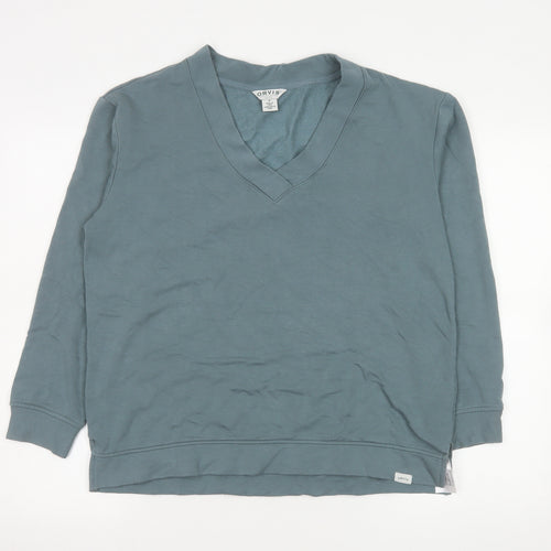 Orvis Women's Blue V-Neck Pullover Sweatshirt Size M Modal Blend