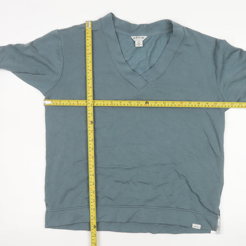 Orvis Women's Blue V-Neck Pullover Sweatshirt Size M Modal Blend