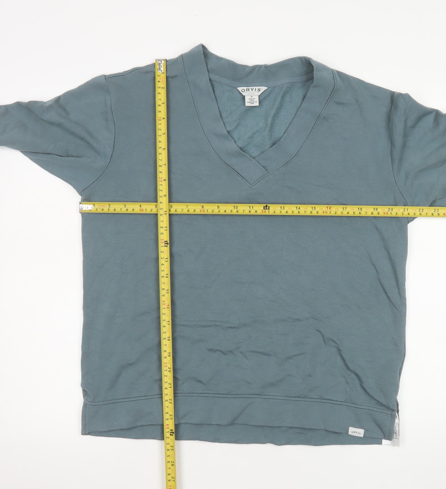 Orvis Women's Blue V-Neck Pullover Sweatshirt Size M Modal Blend