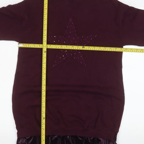 Next Girls Purple Sequin Star Sweater Dress 13 Years Long Sleeve Velvet Hem