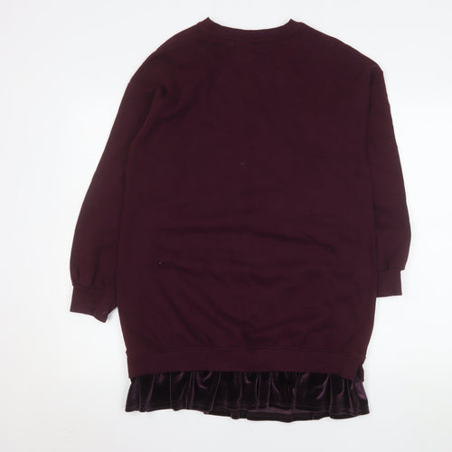 Next Girls Purple Sequin Star Sweater Dress 13 Years Long Sleeve Velvet Hem