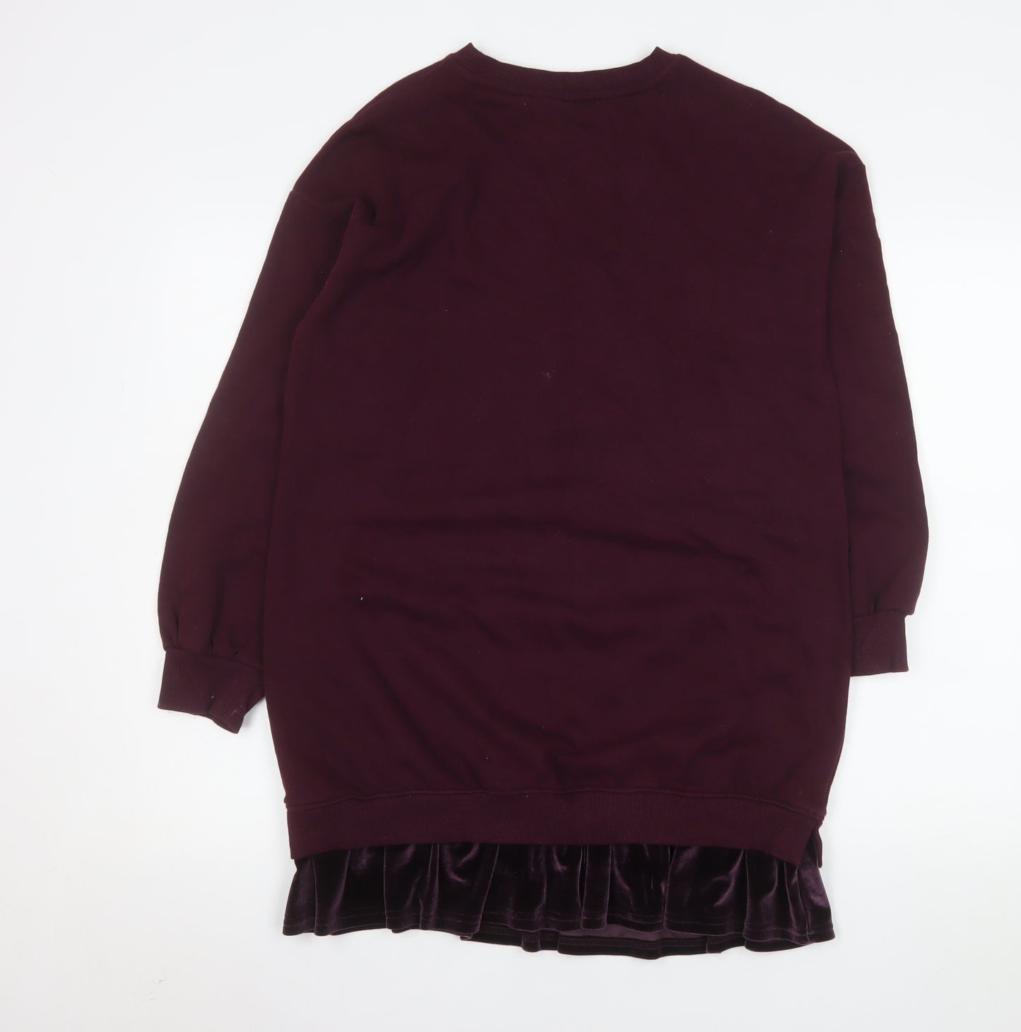 Next Girls Purple Sequin Star Sweater Dress 13 Years Long Sleeve Velvet Hem