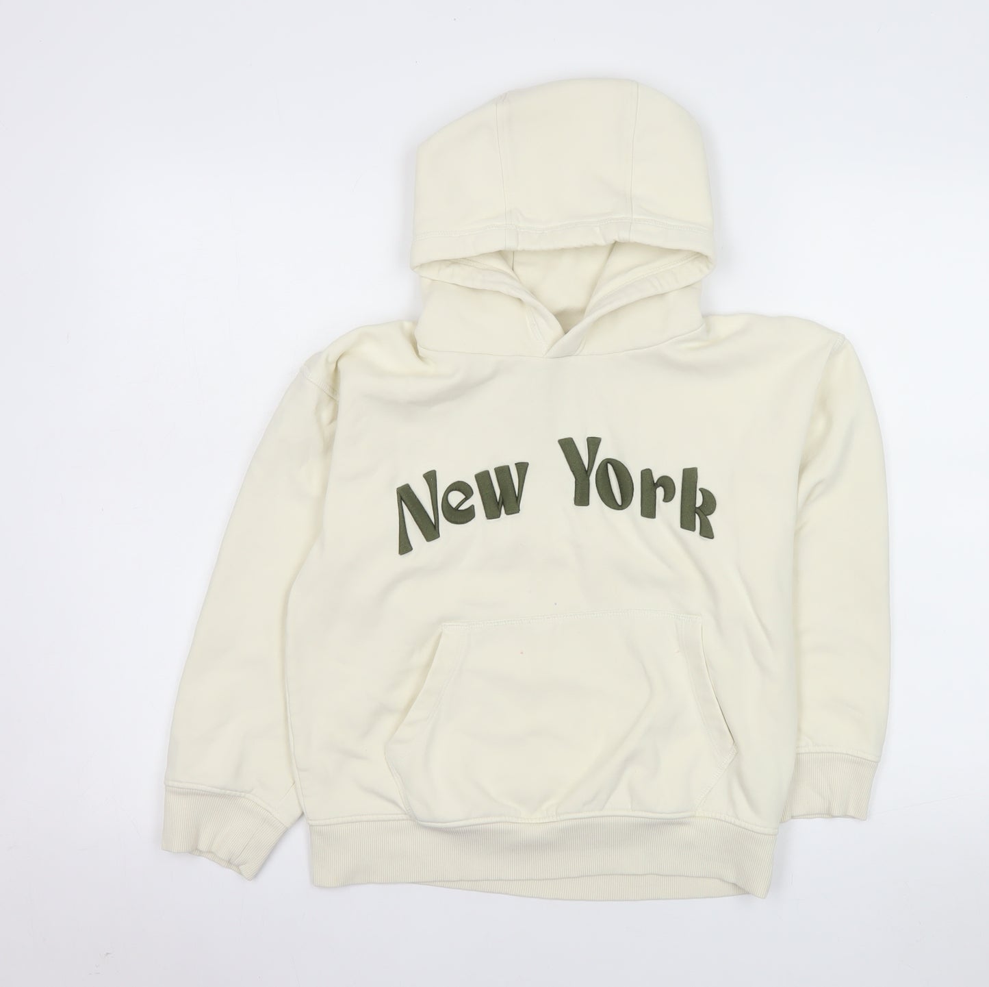 Next Girls Beige New York Hoodie 10 Years Cotton Blend Pullover